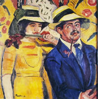 Max Pechstein: Doppio ritratto, anno 1910, tecnica a olio su tela, 89,5 x 89,5 cm. Staatliche Museen zu Berlin, Neue Nationalgalerie, Berlino.